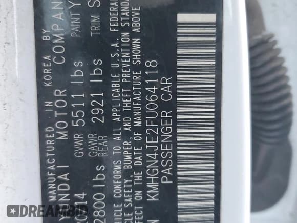 ✅ 2015 Hyundai Genesis 3.8L • VIN: KMHGN4JE2FU064118 • Lot: 88984955. Wystawiony na Copart z przebiegiem 102 124 mil. Bezpłatny archiwum sprzedaży aukcyjnych z USA i szczegółowy raport historii pojazdu na DreamBid. Zdjęcie 12.