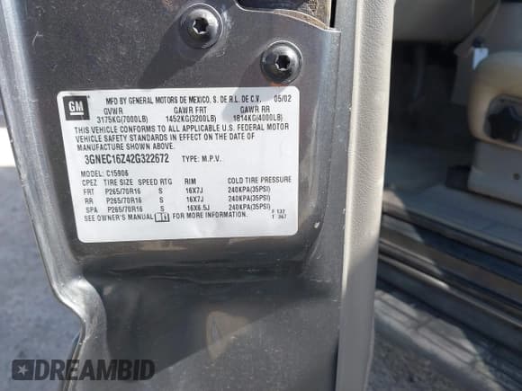 ✅ 2002 Chevrolet Suburban LS • VIN: 3GNEC16Z42G322672 • Лот: 41851670. Опубликован ранее на IAAI с пробегом 217 806 миль. Бесплатный доступ к архиву аукционных продаж из США и подробный отчёт об истории автомобиля на DreamBid. Изображение 9.