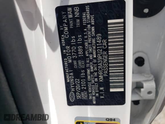 2023 Hyundai Venue SEL с VIN KMHRC8A39PU211489, выставлен на аукционе Copart как лот 57684274 с пробегом 10 139 миль миль и Списание • Salvage title. История ставок и продаж доступна на DreamBid. Изображение 14.