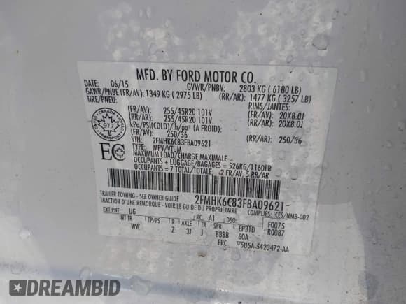 ✅ 2015 Ford Flex SEL • VIN: 2FMHK6C83FBA09621 • Лот: 43726790. Опубликован ранее на IAAI с пробегом 143 292 миль. Бесплатный доступ к архиву аукционных продаж из США и подробный отчёт об истории автомобиля на DreamBid. Изображение 9.