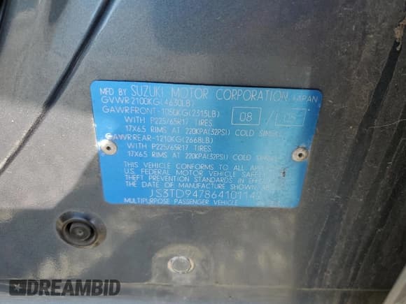 ✅ 2006 Suzuki Grand Vitara Luxury • VIN: JS3TD947864101142 • Лот: 80312535. Опубликован ранее на Copart с пробегом 212 436 миль. Бесплатный доступ к архиву аукционных продаж из США и подробный отчёт об истории автомобиля на DreamBid. Изображение 13.