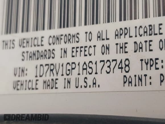 ✅ 2010 Dodge 1500 SLT • VIN: 1D7RV1GP1AS173748 • Lot: 43566678. Listed on IAAI with 169,034 mi. Free auction sales archive from the USA and detailed vehicle history report at DreamBid. Image 9.