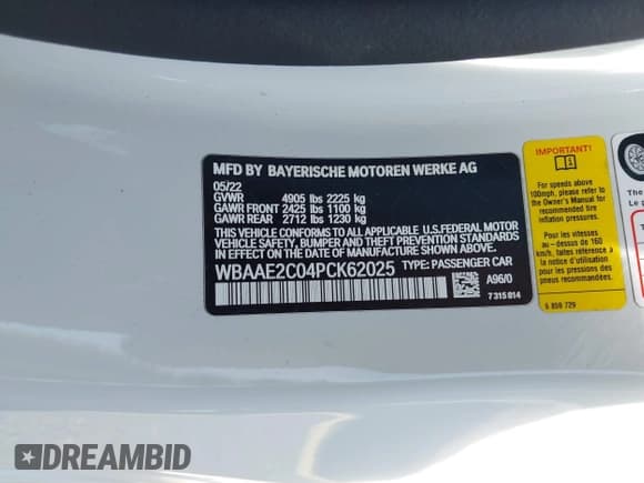 ✅ 2023 BMW 8 Series 840i • VIN: WBAAE2C04PCK62025 • Lot: 43605196. Listed on IAAI with 51,010 mi. Free auction sales archive from the USA and detailed vehicle history report at DreamBid. Image 9.