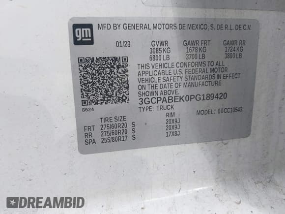 ✅ 2023 Chevrolet Silverado 1500 Custom • VIN: 3GCPABEK0PG189420 • Lot: 41931810. Wystawiony na IAAI z przebiegiem 40 505 mil. Bezpłatny archiwum sprzedaży aukcyjnych z USA i szczegółowy raport historii pojazdu na DreamBid. Zdjęcie 9.