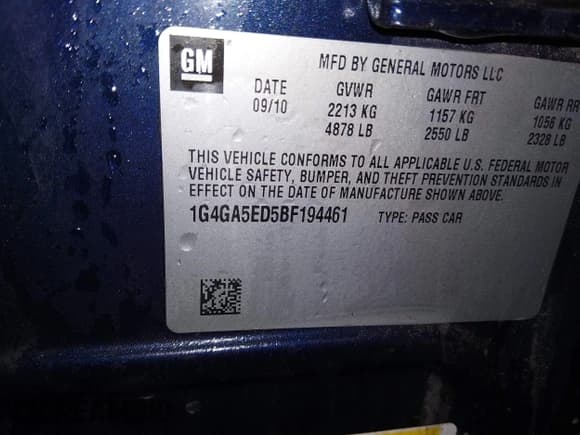 ✅ 2011 Buick LaCrosse CX • VIN: 1G4GA5ED5BF194461 • Lot: 43712685. Listed on IAAI with 193,991 mi. Free auction sales archive from the USA and detailed vehicle history report at DreamBid. Image 9.