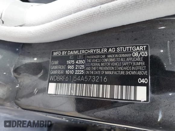 ✅ 2004 Mercedes-Benz C 240 • VIN: WDBRF61J54A573216 • Lot: 42504993. Wystawiony na IAAI z przebiegiem 41 009 mil. Bezpłatny archiwum sprzedaży aukcyjnych z USA i szczegółowy raport historii pojazdu na DreamBid. Zdjęcie 9.