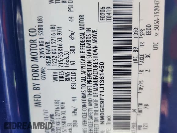 ✅ 2018 Ford Transit Connect XLT • VIN: NM0GE9F71J1361450 • Lot: 70760175. Listed on Copart with 55,812 mi. Free auction sales archive from the USA and detailed vehicle history report at DreamBid. Image 14.