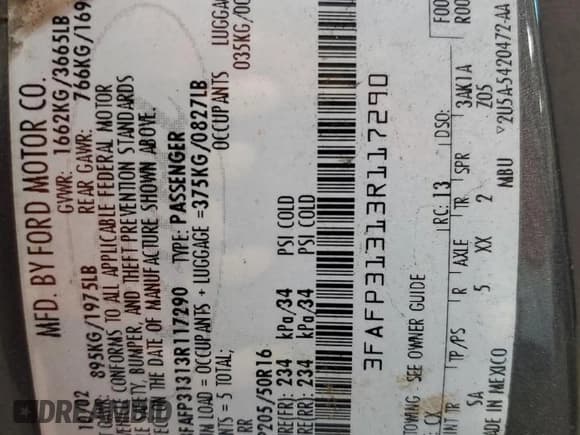 ✅ 2003 Ford Focus ZX3 • VIN: 3FAFP31313R117290 • Лот: 84257645. Опубликован ранее на Copart с пробегом 133 467 миль. Бесплатный доступ к архиву аукционных продаж из США и подробный отчёт об истории автомобиля на DreamBid. Изображение 12.