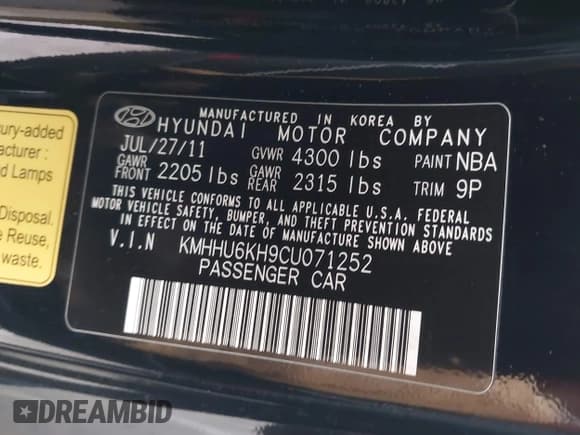 ✅ 2012 Hyundai Genesis Coupe Grand Touring • VIN: KMHHU6KH9CU071252 • Lot: 42358871. Wystawiony na IAAI z przebiegiem 92 528 mil. Bezpłatny archiwum sprzedaży aukcyjnych z USA i szczegółowy raport historii pojazdu na DreamBid. Zdjęcie 9.
