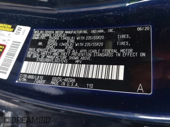 ✅ 2020 Toyota Highlander Limited • VIN: 5TDDZRBH7LS031245 • Lot: 43664012. Wystawiony na IAAI z przebiegiem 119 964 mil. Bezpłatny archiwum sprzedaży aukcyjnych z USA i szczegółowy raport historii pojazdu na DreamBid. Zdjęcie 9.