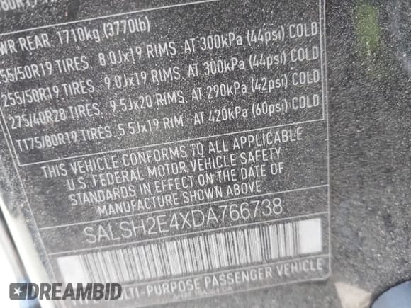 ✅ 2013 Land Rover Range Rover Sport SC • VIN: SALSH2E4XDA766738 • Lot: 42618626. Listed on IAAI with 97,578 mi. Free auction sales archive from the USA and detailed vehicle history report at DreamBid. Image 9.