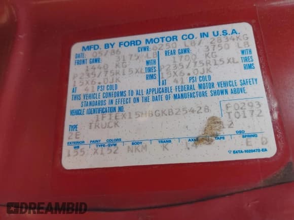 ✅ 1986 Ford F-150 • VIN: 1FTEX15H8GKB25428 • Lot: 42840896. Wystawiony na IAAI z przebiegiem 2 678 mil. Bezpłatny archiwum sprzedaży aukcyjnych z USA i szczegółowy raport historii pojazdu na DreamBid. Zdjęcie 9.