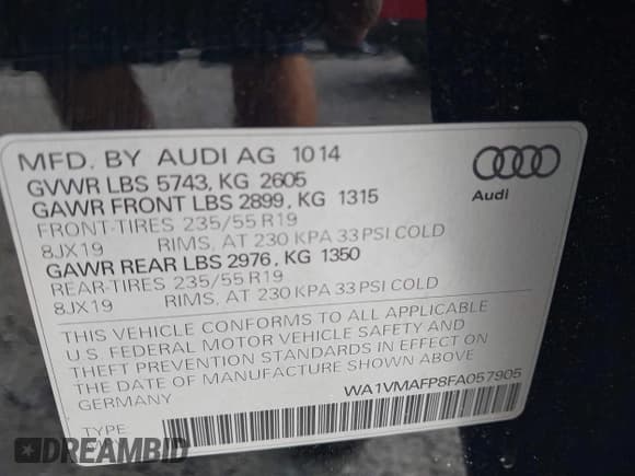 ✅ 2015 Audi Q5 Prestige • VIN: WA1VMAFP8FA057905 • Lot: 42618741. Wystawiony na IAAI z przebiegiem 123 337 mil. Bezpłatny archiwum sprzedaży aukcyjnych z USA i szczegółowy raport historii pojazdu na DreamBid. Zdjęcie 9.