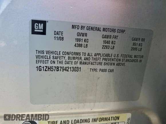 2009 Chevrolet Malibu 1LT with VIN 1G1ZH57B794213031, listed as a Copart auction lot 90985015 with 254,916 mi miles and Salvage title. Bid and sale history available at DreamBid. Image 12.