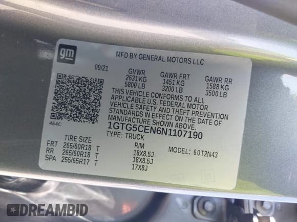 ✅ 2022 GMC Canyon 2WD Elevation • VIN: 1GTG5CEN6N1107190 • Лот: 42156590. Опубликован ранее на IAAI с пробегом 48 691 миль. Бесплатный доступ к архиву аукционных продаж из США и подробный отчёт об истории автомобиля на DreamBid. Изображение 9.