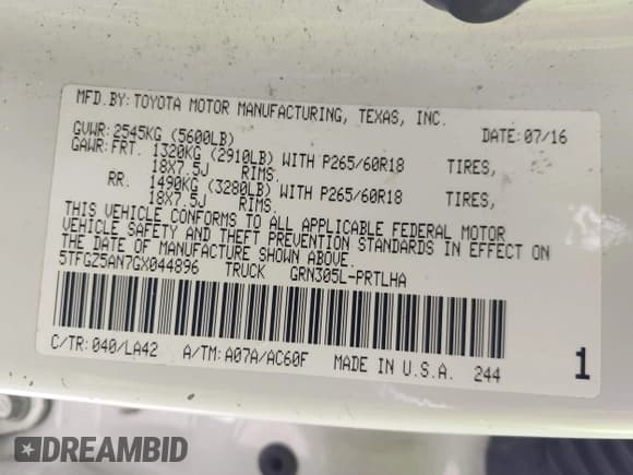 ✅ 2016 Toyota Tacoma Limited • VIN: 5TFGZ5AN7GX044896 • Лот: 42964591. Опубликован ранее на IAAI с пробегом 100 468 миль. Бесплатный доступ к архиву аукционных продаж из США и подробный отчёт об истории автомобиля на DreamBid. Изображение 9.