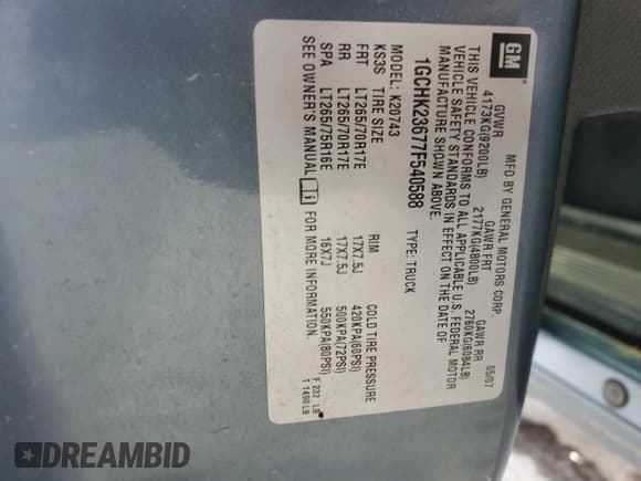 ✅ 2007 Chevrolet Silverado 2500HD 2LT • VIN: 1GCHK23677F540588 • Lot: 65809695. Wystawiony na Copart z przebiegiem 198 886 mil. Bezpłatny archiwum sprzedaży aukcyjnych z USA i szczegółowy raport historii pojazdu na DreamBid. Zdjęcie 12.