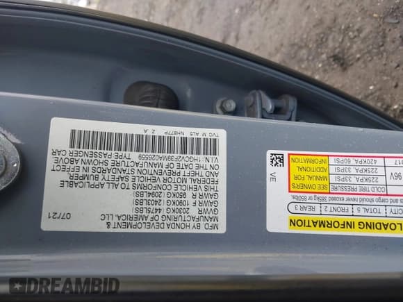 ✅ 2021 Honda Accord Sport • VIN: 1HGCV2F39MA026559 • Лот: 43228849. Опубликован ранее на IAAI с пробегом 56 090 миль. Бесплатный доступ к архиву аукционных продаж из США и подробный отчёт об истории автомобиля на DreamBid. Изображение 9.