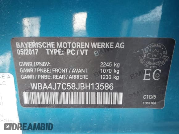 ✅ 2018 BMW 4 Series 440i xDrive • VIN: WBA4J7C58JBH13586 • Lot: 41756818. Listed on IAAI with 58,804 mi. Free auction sales archive from the USA and detailed vehicle history report at DreamBid. Image 9.