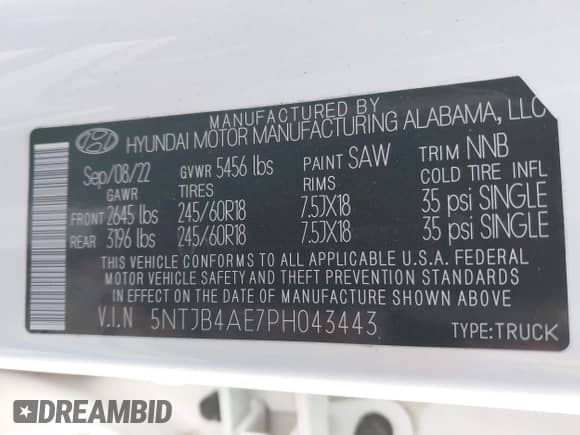 2023 Hyundai Santa Cruz SEL с VIN 5NTJB4AE7PH043443, выставлен на аукционе IAAI как лот 41040006 с пробегом 43 504 миль миль и . История ставок и продаж доступна на DreamBid. Изображение 9.