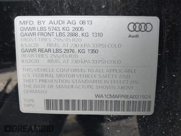 ✅ 2014 Audi Q5 Premium Plus • VIN: WA1CMAFP6EA031924 • Лот: 43746504. Опубликован ранее на IAAI с пробегом 142 667 миль. Бесплатный доступ к архиву аукционных продаж из США и подробный отчёт об истории автомобиля на DreamBid. Изображение 9.