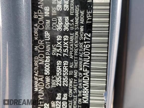 2022 Hyundai Ioniq 5 SE z VIN KM8KMDAF7NU076172, wystawiony jako Copart lot #55308344 z przebiegiem 33 630 mil mil oraz . Historia ofert i sprzedaży dostępna na DreamBid. Obrazek 13.