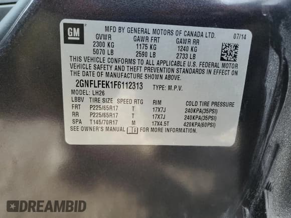 ✅ 2015 Chevrolet Equinox LT • VIN: 2GNFLFEK1F6112313 • Лот: 85308635. Опубликован ранее на Copart с пробегом 155 044 миль. Бесплатный доступ к архиву аукционных продаж из США и подробный отчёт об истории автомобиля на DreamBid. Изображение 13.