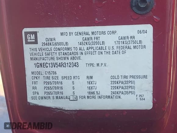 ✅ 2004 Chevrolet Tahoe LS • VIN: 1GNEC13V54R312043 • Lot: 42036854. Listed on IAAI with 327,739 mi. Free auction sales archive from the USA and detailed vehicle history report at DreamBid. Image 9.