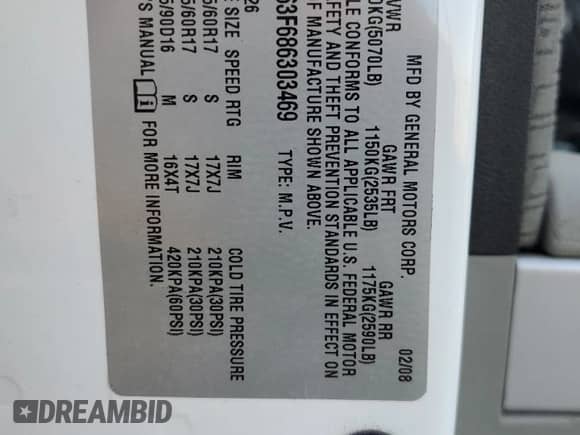 2008 Chevrolet Equinox LT с VIN 2CNDL63F686303469, выставлен на аукционе Copart как лот 76629584 с пробегом Не указан миль и Списание • Salvage title. История ставок и продаж доступна на DreamBid. Изображение 13.