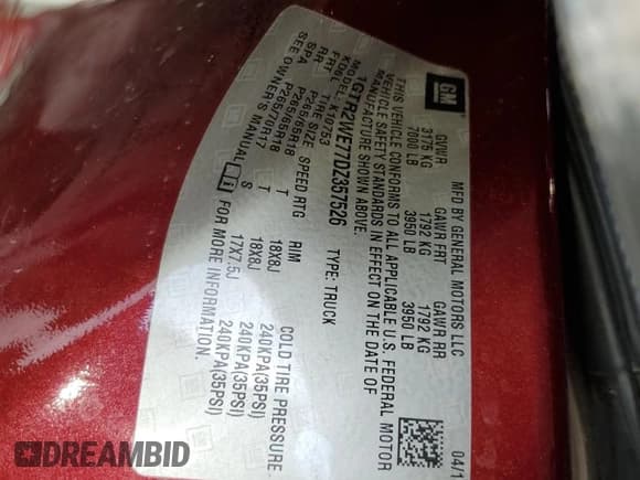 ✅ 2013 GMC Sierra 1500 SLT • VIN: 1GTR2WE77DZ357526 • Lot: 87383325. Listed on Copart with 178,576 mi. Free auction sales archive from the USA and detailed vehicle history report at DreamBid. Image 12.