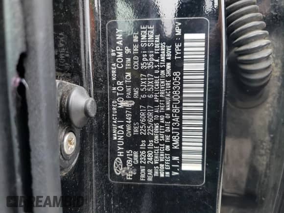 2015 Hyundai Tucson GLS z VIN KM8JT3AF8FU083058, wystawiony jako Copart lot #42047924 z przebiegiem 128 922 mil mil oraz . Historia ofert i sprzedaży dostępna na DreamBid. Obrazek 13.