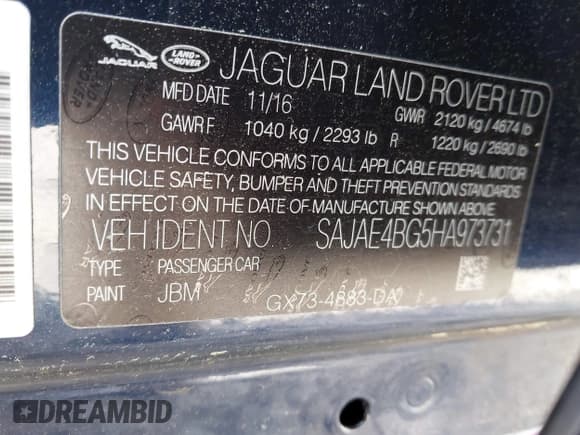 ✅ 2017 Jaguar XE 25t Prestige • VIN: SAJAE4BG5HA973731 • Lot: 42041354. Listed on IAAI with 65,139 mi. Free auction sales archive from the USA and detailed vehicle history report at DreamBid. Image 9.