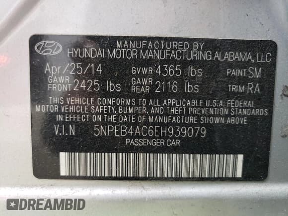 ✅ 2014 Hyundai Sonata GLS • VIN: 5NPEB4AC6EH939079 • Lot: 74487464. Listed on Copart with 104,990 mi. Free auction sales archive from the USA and detailed vehicle history report at DreamBid. Image 13.