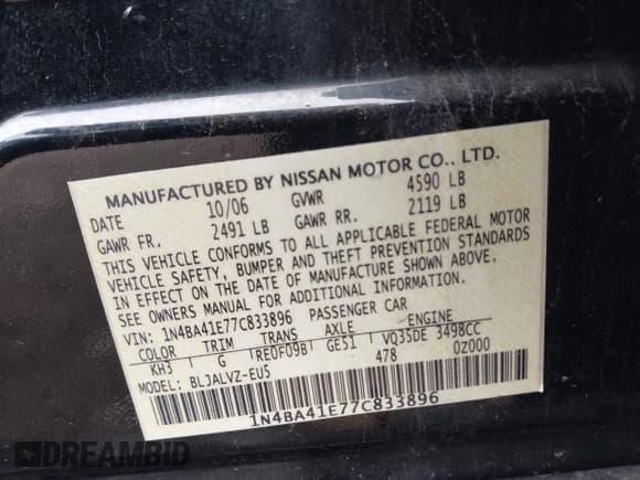 ✅ 2007 Nissan Maxima SE • VIN: 1N4BA41E77C833896 • Lot: 42326031. Wystawiony na IAAI z przebiegiem 134 777 mil. Bezpłatny archiwum sprzedaży aukcyjnych z USA i szczegółowy raport historii pojazdu na DreamBid. Zdjęcie 9.