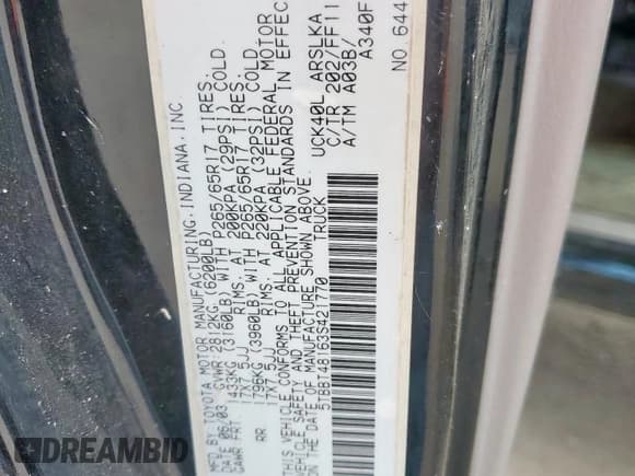 ✅ 2003 Toyota Tundra Limited • VIN: 5TBBT48163S421770 • Lot: 71887745. Wystawiony na Copart z przebiegiem Nie podano. Bezpłatny archiwum sprzedaży aukcyjnych z USA i szczegółowy raport historii pojazdu na DreamBid. Zdjęcie 12.