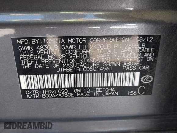 ✅ 2013 Lexus GS 350 • VIN: JTHBE1BL0D5014561 • Lot: 43356604. Wystawiony na IAAI z przebiegiem 44 416 mil. Bezpłatny archiwum sprzedaży aukcyjnych z USA i szczegółowy raport historii pojazdu na DreamBid. Zdjęcie 9.