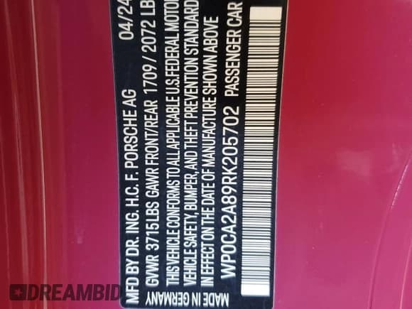 ✅ 2024 Porsche 718 Boxster • VIN: WP0CA2A89RK205702 • Lot: 91773635. Wystawiony na Copart z przebiegiem 8 198 mil. Bezpłatny archiwum sprzedaży aukcyjnych z USA i szczegółowy raport historii pojazdu na DreamBid. Zdjęcie 13.