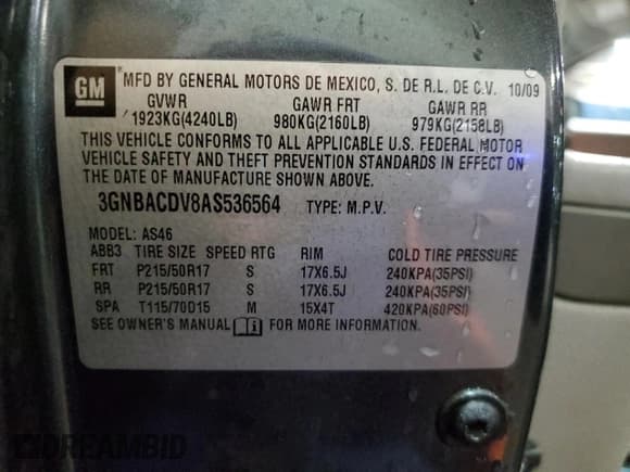 ✅ 2010 Chevrolet HHR 2LT • VIN: 3GNBACDV8AS536564 • Lot: 89405385. Listed on Copart with 101,163 mi. Free auction sales archive from the USA and detailed vehicle history report at DreamBid. Image 12.