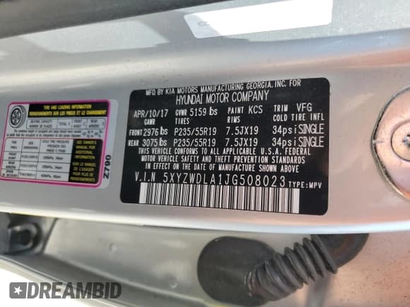 ✅ 2018 Hyundai Santa Fe Ultimate • VIN: 5XYZWDLA1JG508023 • Лот: 55624624. Опубликован ранее на Copart с пробегом 33 893 миль. Бесплатный доступ к архиву аукционных продаж из США и подробный отчёт об истории автомобиля на DreamBid. Изображение 13.