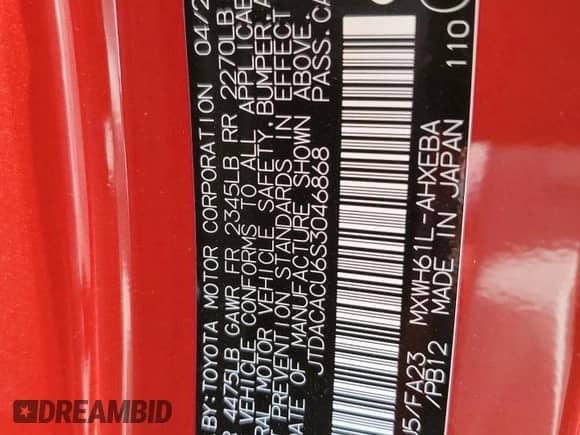 2025 Toyota Prius SE с VIN JTDACACU6S3046868, выставлен на аукционе Copart как лот 69399085 с пробегом 269 миль миль и Списание • Salvage title. История ставок и продаж доступна на DreamBid. Изображение 13.