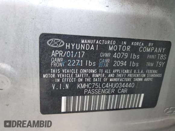 ✅ 2017 Hyundai Ioniq SEL • VIN: KMHC75LC4HU034440 • Lot: 86040574. Wystawiony na Copart z przebiegiem 124 938 mil. Bezpłatny archiwum sprzedaży aukcyjnych z USA i szczegółowy raport historii pojazdu na DreamBid. Zdjęcie 12.