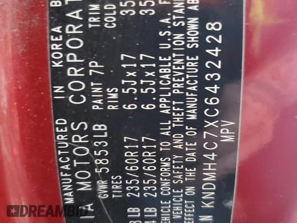 ✅ 2012 Kia Sedona EX • VIN: KNDMH4C7XC6432428 • Лот: 84386345. Опубликован ранее на Copart с пробегом Не указан. Бесплатный доступ к архиву аукционных продаж из США и подробный отчёт об истории автомобиля на DreamBid. Изображение 13.