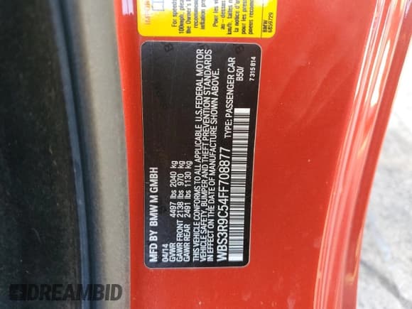 ✅ 2015 BMW M4 • VIN: WBS3R9C54FF708877 • Lot: 86679575. Wystawiony na Copart z przebiegiem Nie podano. Bezpłatny archiwum sprzedaży aukcyjnych z USA i szczegółowy raport historii pojazdu na DreamBid. Zdjęcie 12.