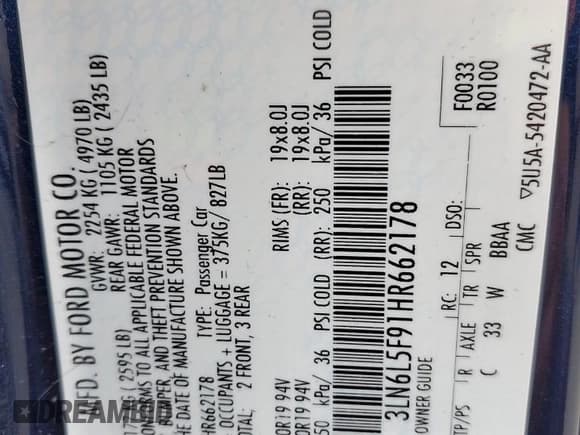 ✅ 2017 Lincoln MKZ Reserve • VIN: 3LN6L5F91HR662178 • Lot: 82725165. Wystawiony na Copart z przebiegiem 108 826 mil. Bezpłatny archiwum sprzedaży aukcyjnych z USA i szczegółowy raport historii pojazdu na DreamBid. Zdjęcie 12.