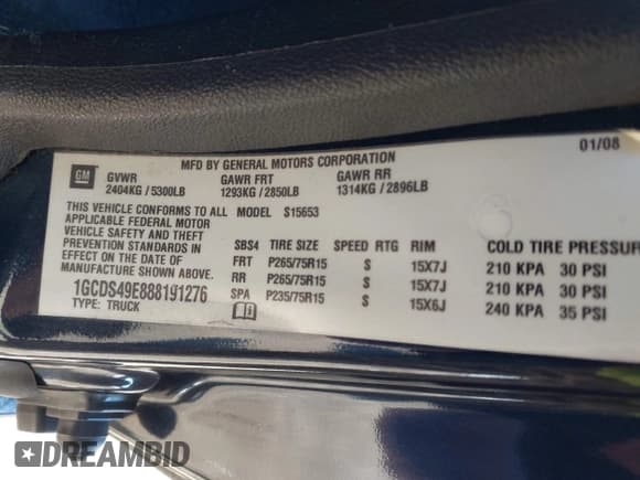 ✅ 2008 Chevrolet Colorado • VIN: 1GCDS49E888191276 • Lot: 43530775. Listed on IAAI with 188,611 mi. Free auction sales archive from the USA and detailed vehicle history report at DreamBid. Image 9.