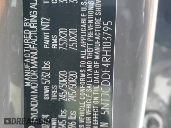 2024 Hyundai Santa Cruz Night Edition z VIN 5NTJCDDF4RH103795, wystawiony jako Copart lot #85051854 z przebiegiem 5 796 mil mil oraz Szkoda całkowita • Salvage title. Historia ofert i sprzedaży dostępna na DreamBid. Obrazek 13.