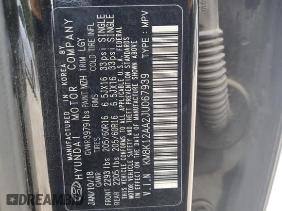 ✅ 2018 Hyundai Kona SE • VIN: KM8K12AA2JU067939 • Лот: 62040574. Опубликован ранее на Copart с пробегом 175 982 миль. Бесплатный доступ к архиву аукционных продаж из США и подробный отчёт об истории автомобиля на DreamBid. Изображение 12.