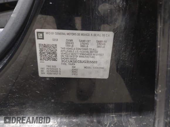 ✅ 2018 Chevrolet Silverado 1500 LTZ • VIN: 3GCUKSEC0JG315503 • Lot: 43207658. Listed on IAAI with 99,916 mi. Free auction sales archive from the USA and detailed vehicle history report at DreamBid. Image 9.