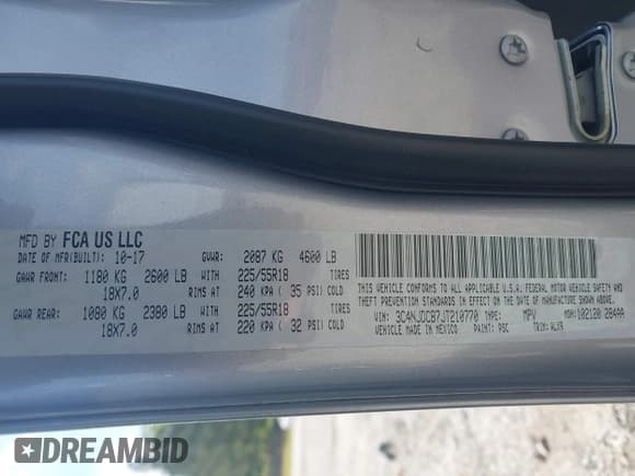 ✅ 2018 Jeep Compass Limited • VIN: 3C4NJDCB7JT210770 • Lot: 42076189. Listed on IAAI with 159,083 mi. Free auction sales archive from the USA and detailed vehicle history report at DreamBid. Image 9.