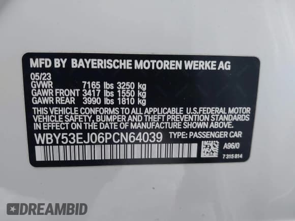 ✅ 2023 BMW i7 xDrive60 • VIN: WBY53EJ06PCN64039 • Лот: 40752159. Опубликован ранее на IAAI с пробегом 8 837 миль. Бесплатный доступ к архиву аукционных продаж из США и подробный отчёт об истории автомобиля на DreamBid. Изображение 9.